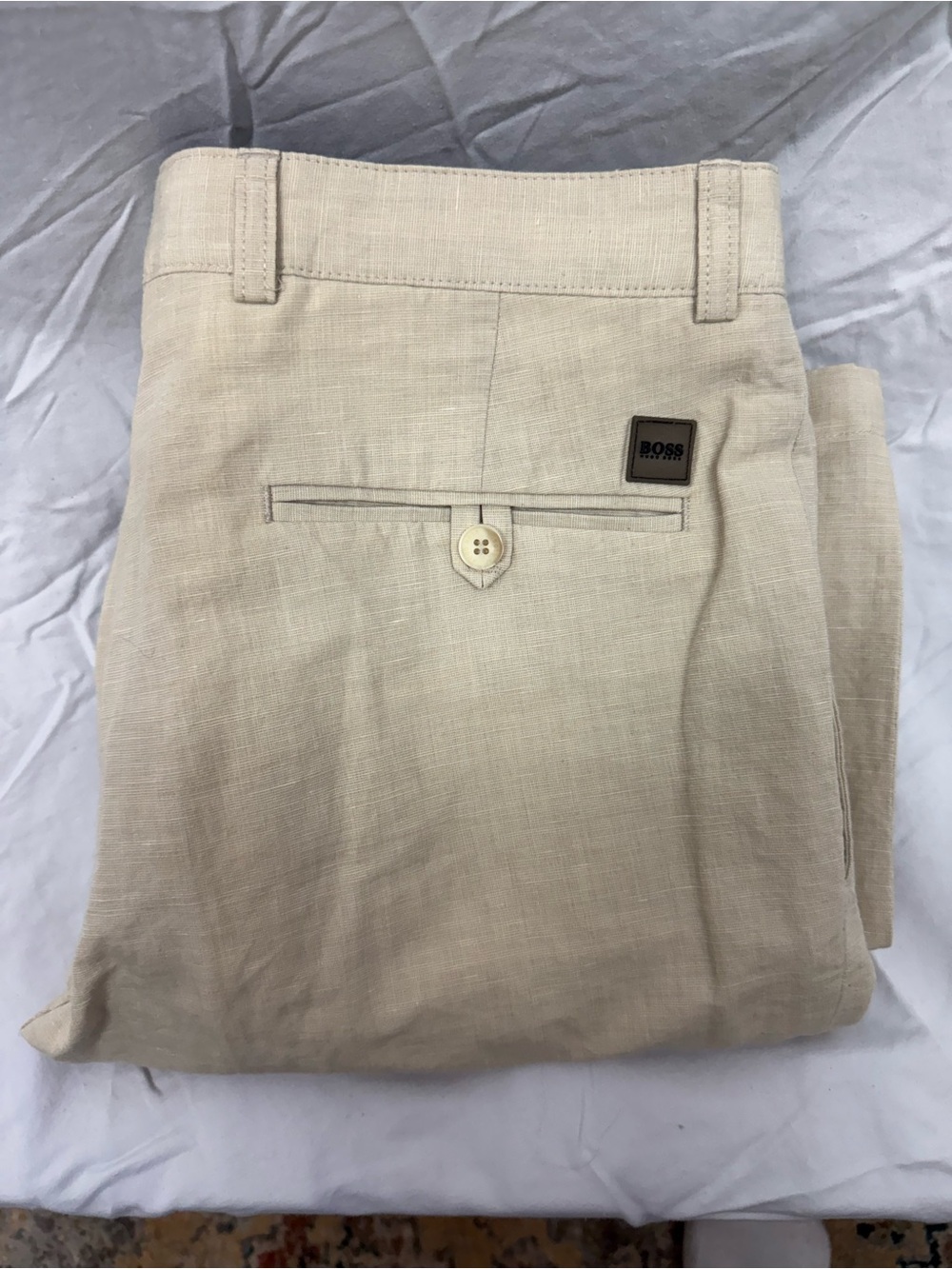 Hugo Boss Men’s Light Beige Linen Dress Pants